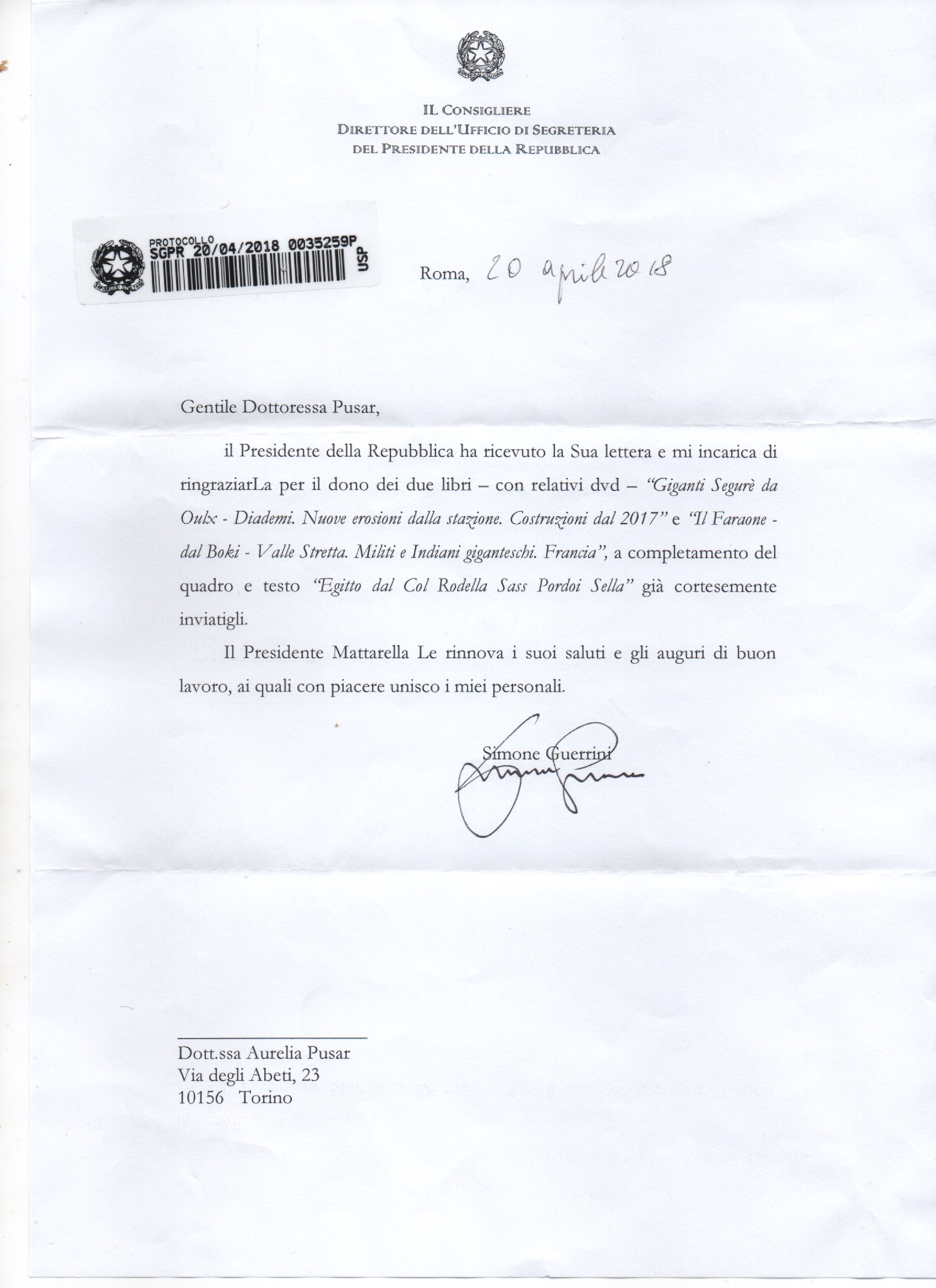 Lettera Presidente